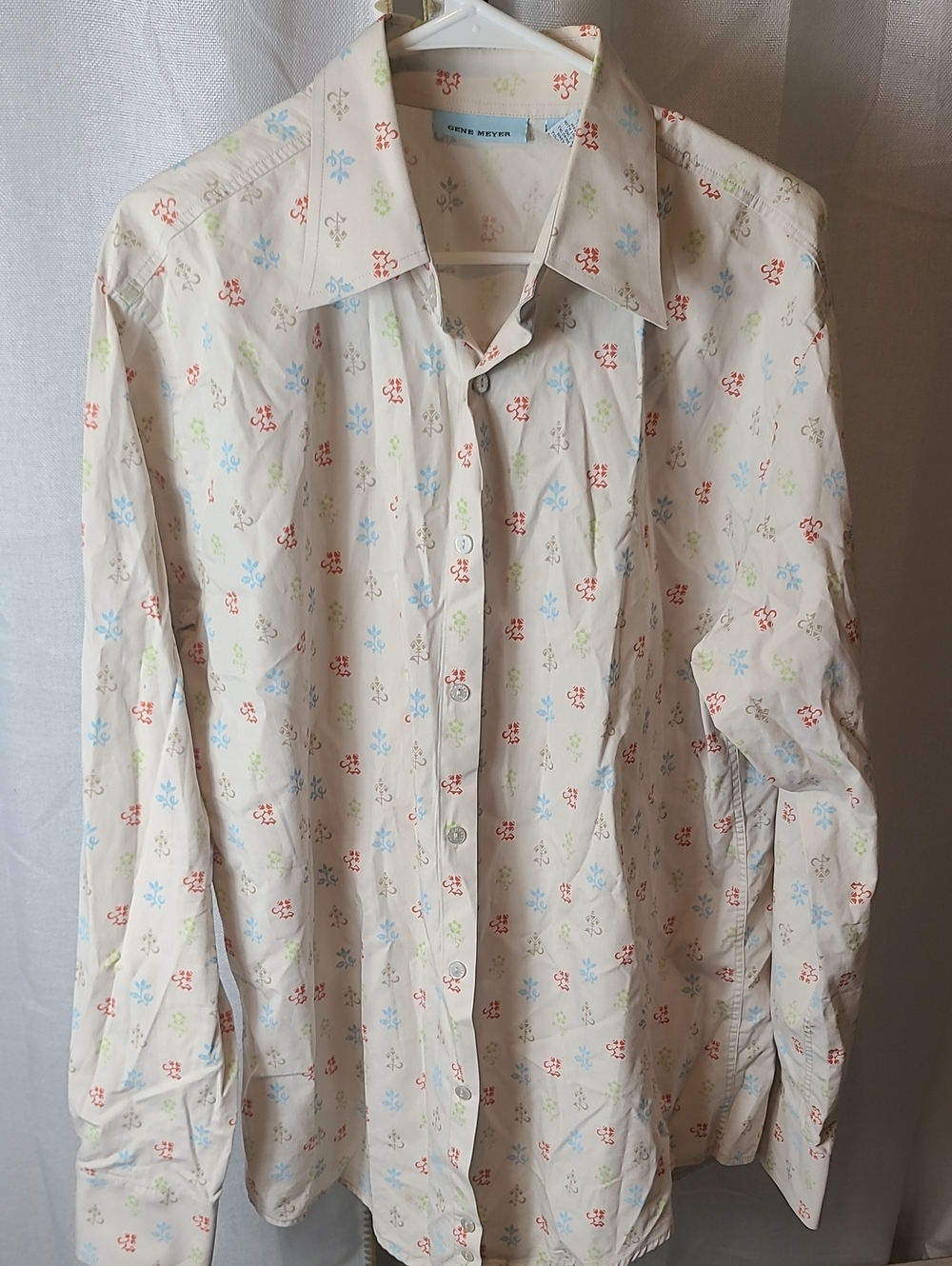 Gene Meyer Button Front Shirt Size L 100% Cotton